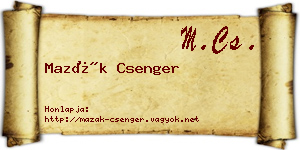Mazák Csenger névjegykártya